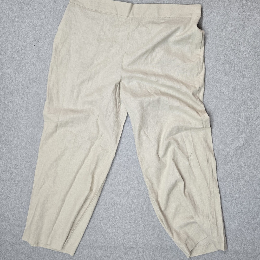 Nine West Women Pants XL Beige Wide Leg Relaxed Coastal Beach Pull On NWT
